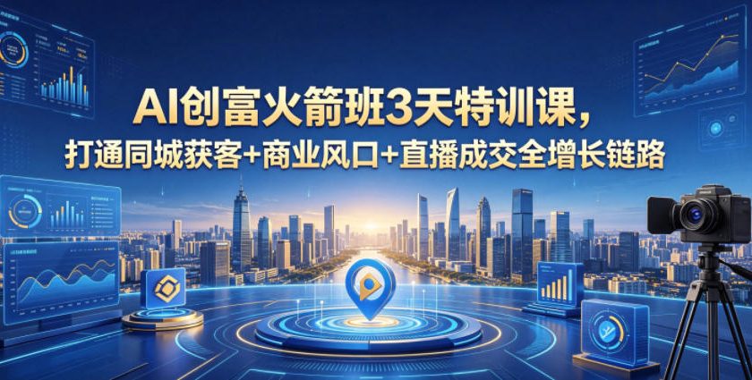 AI创收实战课3天特训营，掌握同城获客+商业风口+直播成交全增长策略，2026年4月新课