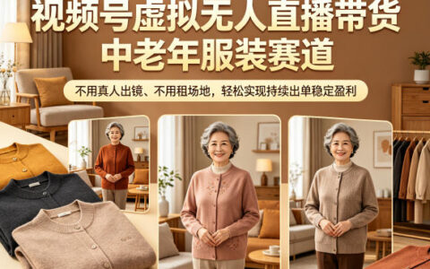 视频号中老年服装虚拟直播带货项目：免真人免场地，持续出单变现实战指南