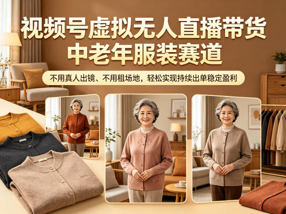 视频号中老年服装虚拟直播带货项目：免真人免场地，持续出单变现实战指南