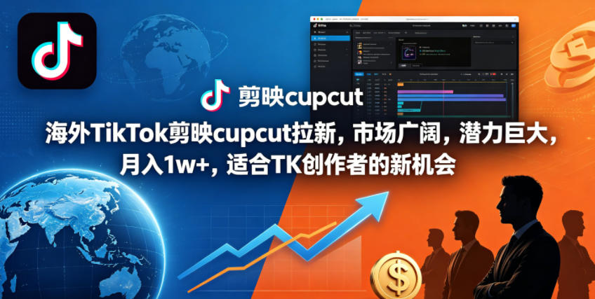 海外TikTok剪映Cupcut拉新实战：TK创作者变现新策略