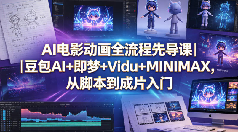 AI电影动画全流程变现教程｜豆包AI+即梦+Vidu+MINIMAX，从脚本到成片入门