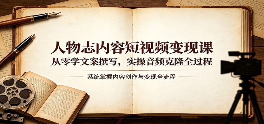 人物志短视频变现实操课：文案撰写入门与音频克隆实战指南