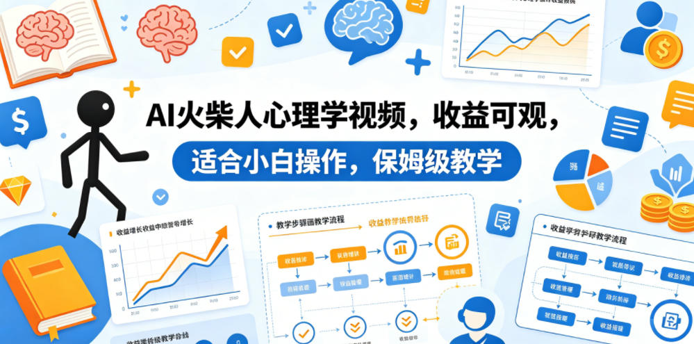 AI火柴人心理学视频变现方法：适合小白的详细实操教程