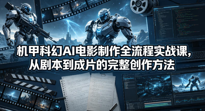 机甲科幻AI电影制作全流程变现实战课：从剧本到成片的完整创作方法