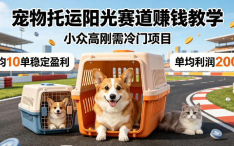 宠物托运赚钱教学：小众冷门高刚需项目，日均10单盈利200方法，抖音引流企微运营秘籍