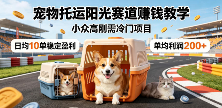 宠物托运赚钱教学：小众冷门高刚需项目，日均10单盈利200方法，抖音引流企微运营秘籍