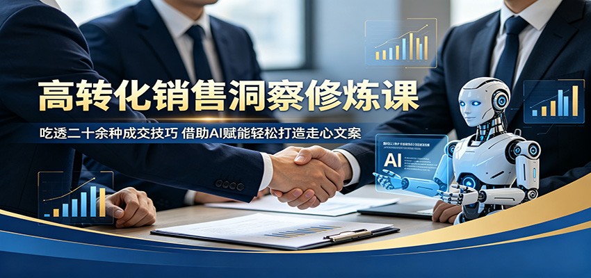 高转化销售洞察实战课：掌握二十余种成交技巧，借助AI高效打造走心文案