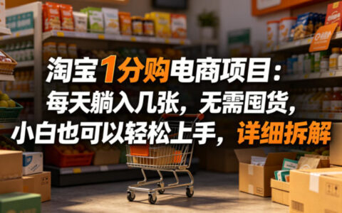 淘宝1分购电商项目：被动收入方法拆解，无需囤货，小白也可以轻松上手