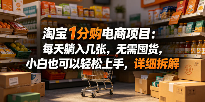 淘宝1分购电商项目：被动收入方法拆解，无需囤货，小白也可以轻松上手