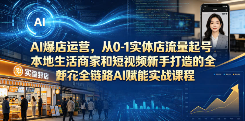 AI赋能实战课程：从0-1实体店流量起号，本地生活商家和短视频新手的全链路运营指南