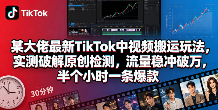 某大佬TikTok中视频搬运实操策略：实测原创检测优化，流量破万案例拆解