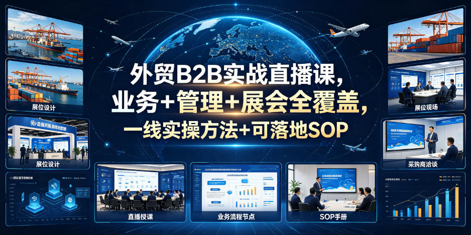 外贸B2B实战进阶课：业务管理展会SOP+客户开发工具全攻略