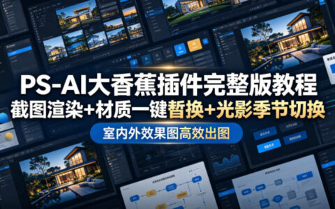 PS-AI大香蕉插件教程：截图渲染+材质替换+光影季节切换，室内外效果图高效出图