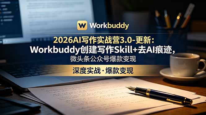 2026AI写作实战营3.0：Workbuddy去AI痕迹+微头条公众号爆款变现