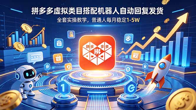 拼多多虚拟店铺+机器人自动发货,零基础变现1-5W实操 拼多多虚拟店铺+机器人自动发货,零基础变现1-5W实操