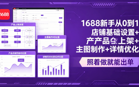 1688新手开店全攻略：店铺设置+7星上架+主图详情优化，出单实操