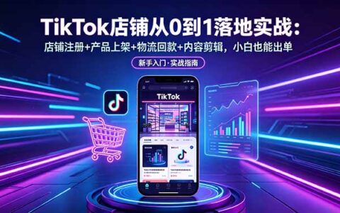 TikTok店铺从0到1实战：注册上架+物流回款+剪辑，小白也能出单