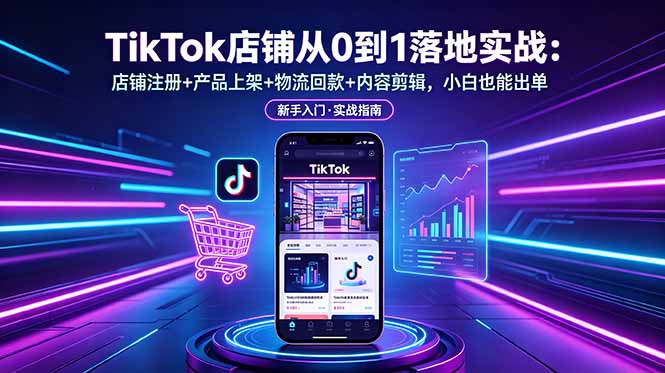 TikTok店铺从0到1实战：注册上架+物流回款+剪辑，小白也能出单