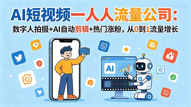 AI短视频一人公司:数字人拍摄+自动剪辑+DeepSeek爆款涨粉 AI短视频一人公司:数字人拍摄+自动剪辑+DeepSeek爆款涨粉