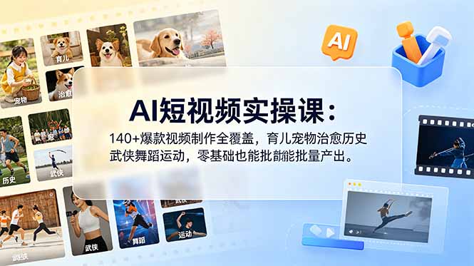 AI短视频实操课：140+爆款制作，零基础学剪映即梦Deepseek变现