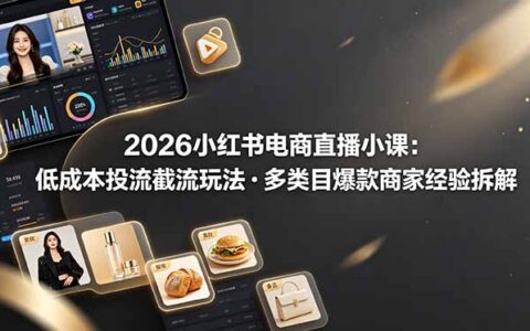 2026小红书电商直播小课，低成本投流截流与多类目爆款实操教学