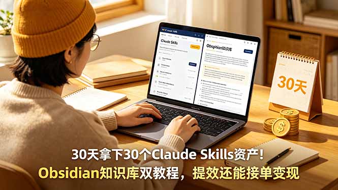 30天掌握Claude Skills+Obsidian，打造AI知识库接单变现