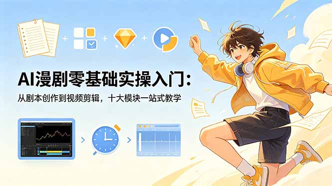 AI漫剧零基础实操入门：剧本到剪辑，一站式教学全流程