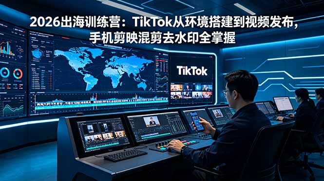 2026出海训练营：TikTok环境搭建+剪映混剪去水印，新手0基础变现全攻略
