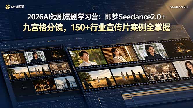 2026AI短剧漫剧学习营：即梦Seedance2.0+九宫格分镜，150+行业宣传片全掌握