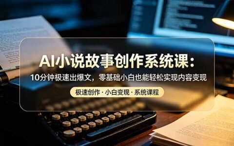 AI小说故事创作课：10分钟极速出爆文，零基础小白也能内容变现