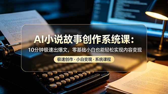 AI小说故事创作课：10分钟极速出爆文，零基础小白也能内容变现