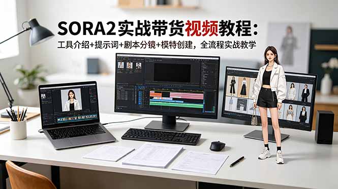 SORA2带货视频实战：AI工具+提示词+分镜+模特创建全流程
