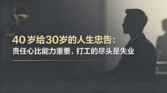 40岁给30岁的人生忠告:责任心比能力重要,打工尽头是失业与创业真相 40岁给30岁的人生忠告:责任心比能力重要,打工尽头是失业与创业真相