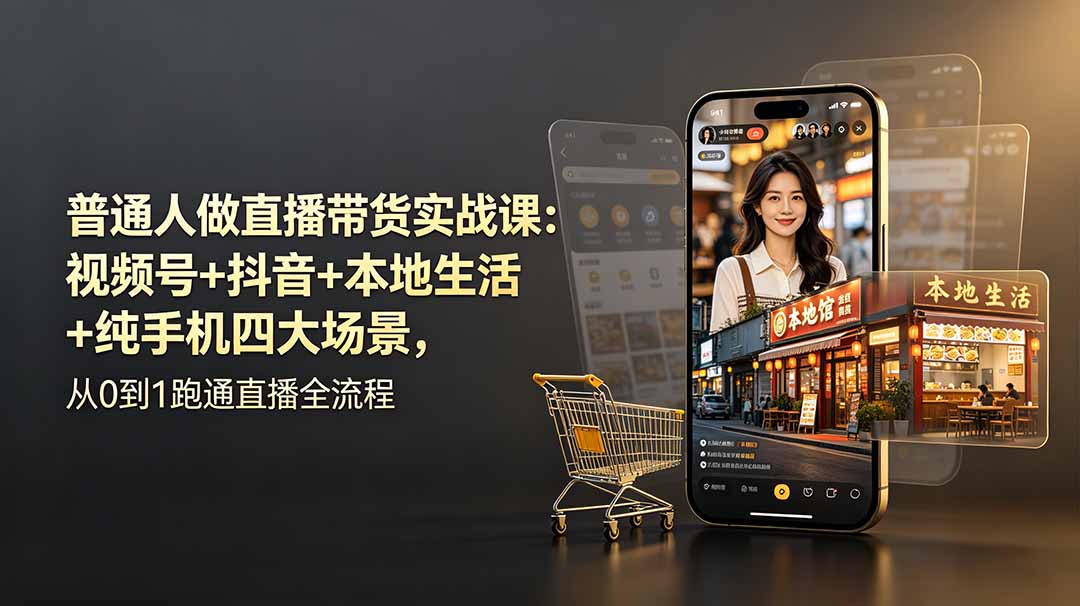 普通人直播带货实战课：视频号抖音本地生活全流程从0到1