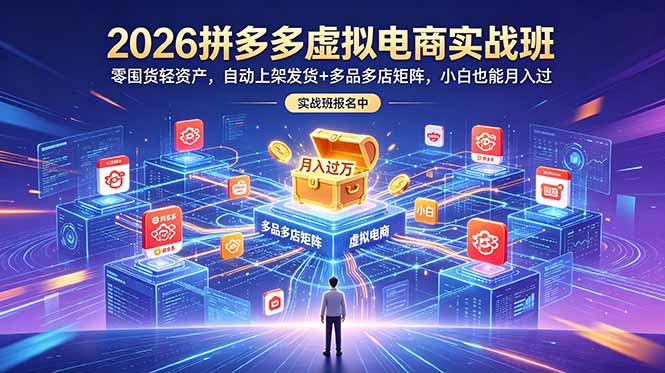 2026拼多多虚拟电商实战:零囤货自动发货,阿奇索插件多店矩阵,小白副业变现过万 2026拼多多虚拟电商实战:零囤货自动发货,阿奇索插件多店矩阵,小白副业变现过万
