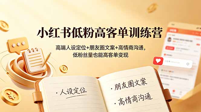 小红书低粉高客单训练营：高端人设+朋友圈文案+高情商变现