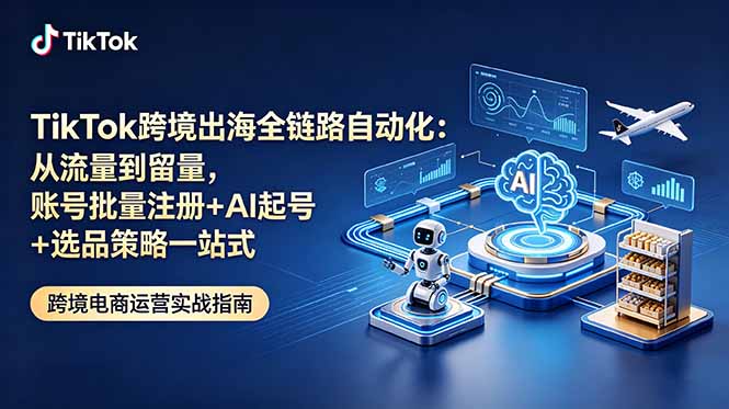 TikTok跨境全链路自动化：AI起号+选品策略，新手批量注册变现教程