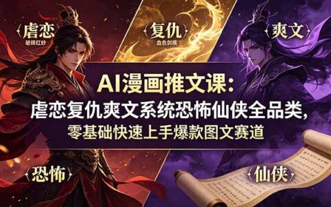 AI漫画推文课：零基础玩转虐恋爽文仙侠，爆款图文变现全流程