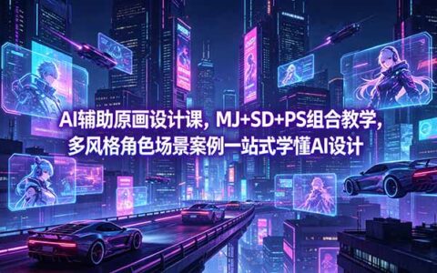 AI原画设计实战课：MJ+SD+PS多风格角色场景高效出图