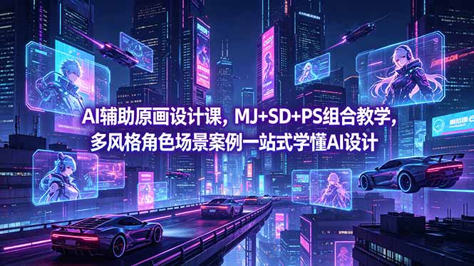 AI原画设计实战课：MJ+SD+PS多风格角色场景高效出图