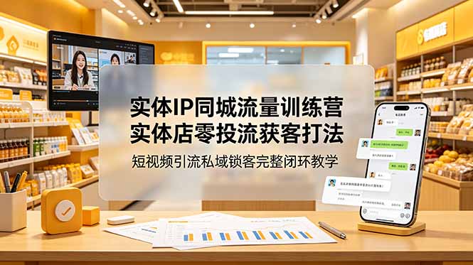 实体IP同城流量训练营：实体店零投流获客，短视频引流私域锁客闭环