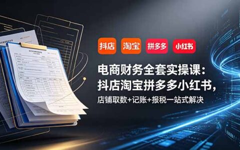 电商财务实操课：抖店淘宝拼多多小红书记账报税一站式