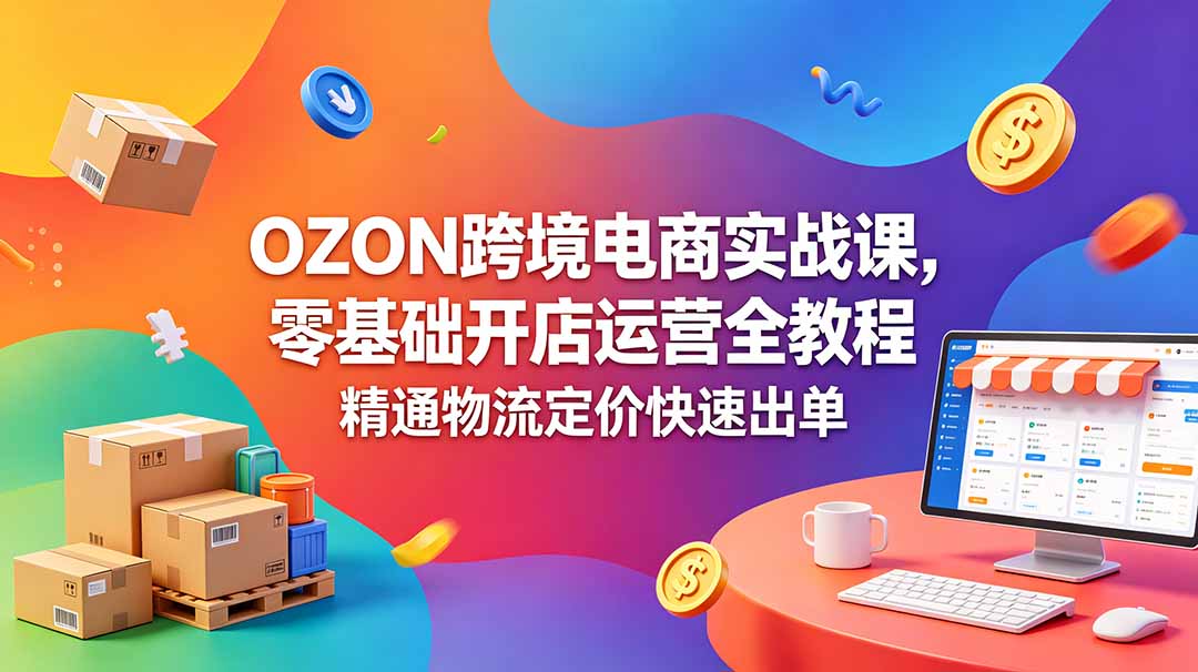 OZON跨境电商实战课，零基础开店运营与跟卖精铺定价教程