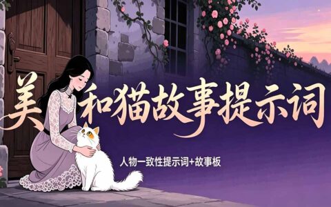 美女和猫故事提示词教程：人物一致性+故事板创作技巧