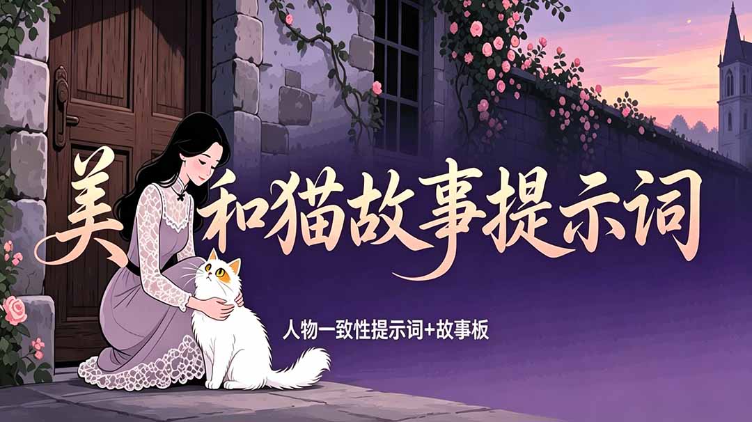美女和猫故事提示词教程:人物一致性+故事板创作技巧 美女和猫故事提示词教程:人物一致性+故事板创作技巧
