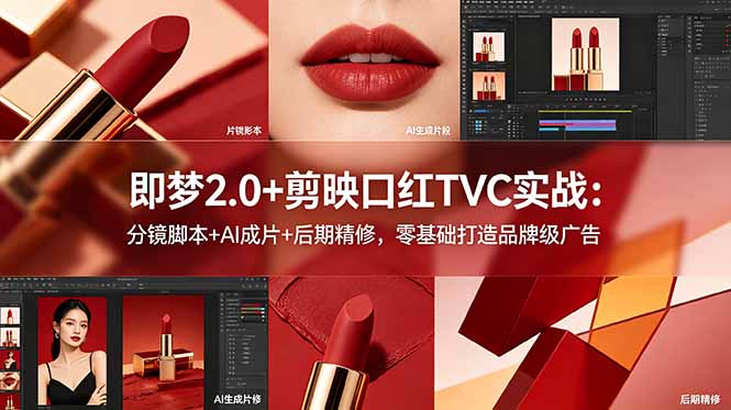 即梦2.0+剪映口红TVC实战：AI分镜脚本+后期精修，零基础做品牌广告大片