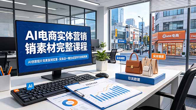 AI电商实体营销课：一键生成引流短视频，复刻实景门店宣传