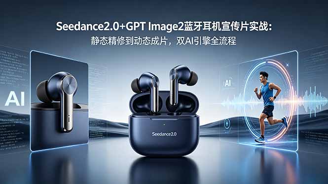 Seedance2.0+GPT Image2双AI引擎：蓝牙耳机宣传片从精修到成片