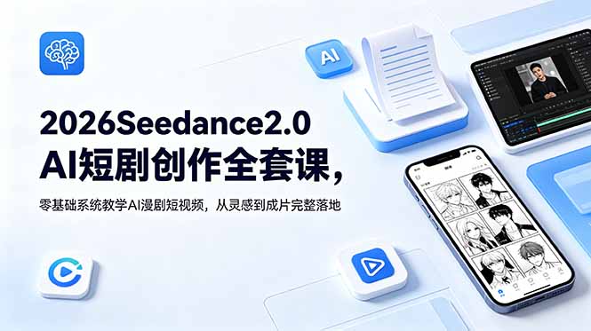 2026Seedance2.0AI短剧创作课，零基础系统教学漫剧短视频，从灵感到成片落地