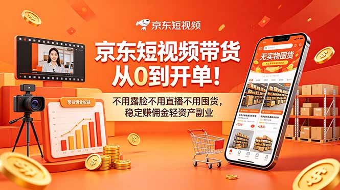 京东短视频带货从0到开单,不用露脸直播,零基础赚佣金副业 京东短视频带货从0到开单,不用露脸直播,零基础赚佣金副业